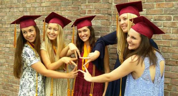 (From left) Megan Teems, Emily Orr, Amanda McCawley, Sophia Laettner and Dana Popky. (photo via Beaches Episcopal School)