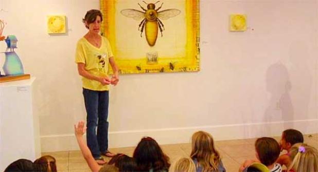 Jo Sinclair with young artists during the Bugged-out and Bee-dazzled arts camp. (photo submitted)