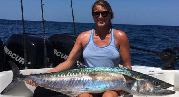 Atlantic Beach’s Katherine Ganzhorn poses with a kingfish weighing in at over 40 pounds. (photo submitted)