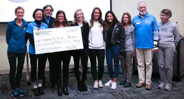 At the presentation to Beaches Go Green are, from left, Sandy Golding (Beaches Watch board), Maria Mark (Beaches Watch president), Kevin Brown (Beaches Watch vice president), Anne Marie Moquin (Beaches Go Green), Taryn Montgomery (Beaches Go Green), Kate Sedgwick (Beaches Go Green), Camille Alvarez (Beaches Go Green), Eileen Krimsky (Beaches Watch board), Steve Piscitelli (Beaches Watch board) and Lana Rinaman (Beaches Watch Board).
