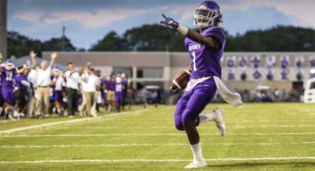 Fletcher running back Anthony Evelyn runs into the end zone for a 14-yard touchdown during the Senators homecoming win over Westside High. (photo by David Rosenblum)
