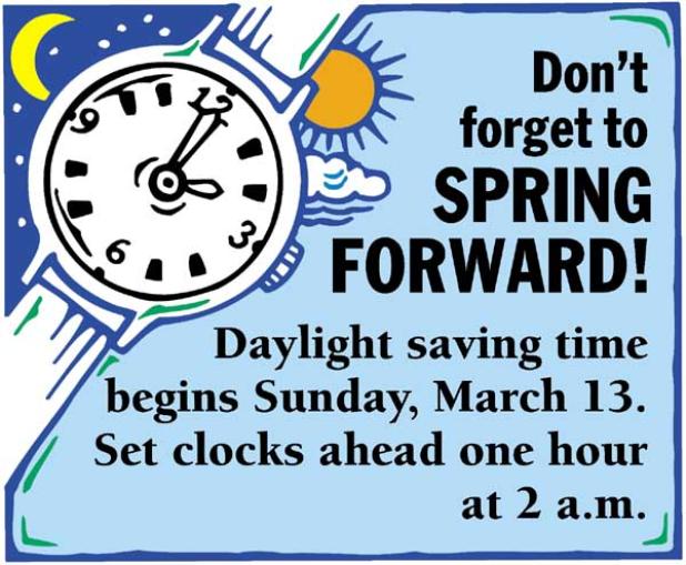 'Spring ahead' on Sunday