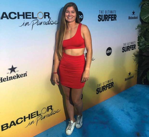 Kayla Durden on the blue carpet of "The Ultimate Surfer." (photo courtesy of ABC)
