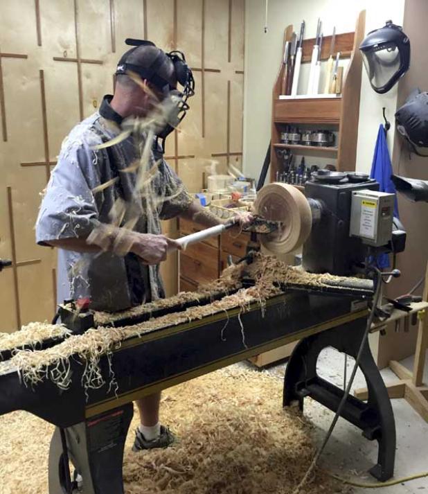 Woodturner Keith Larrett works on a piece. (photo submitted)