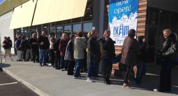 Shoppers lined up early to see the new Jacksonville Beach store.