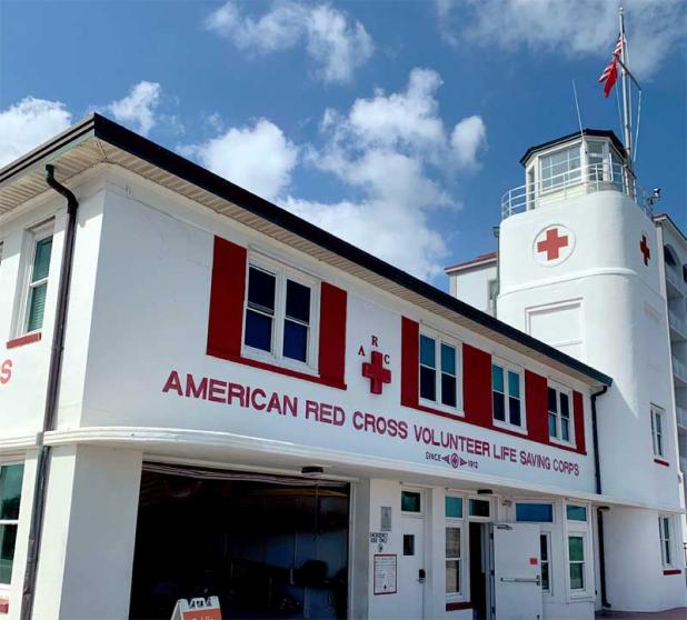 The lifeguard tower owned by the Red Cross at the end of Beach Boulevard. (photo by David Bailey)