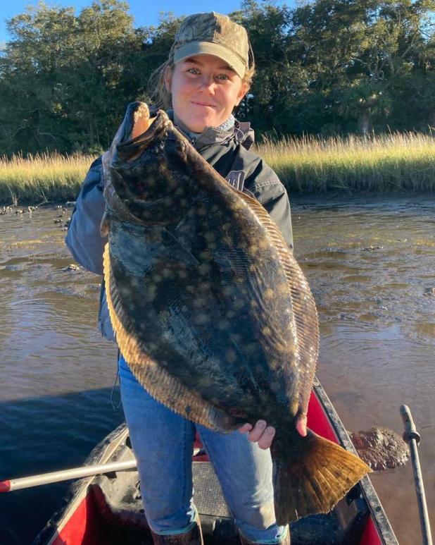 Local angler Madeline Williams with a flounder. (photo submitted)