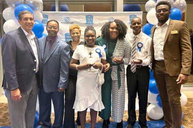 Shown are, from left, Boys & Girls Clubs of Northeast Florida President and CEO Paul Martinez, THE PLAYERS Championship (TPC) Boys & Girls Club Teen Lead Coach Penn, TPC Club Unit Director Rona Welch, elementary Youth of the Year Jordyn W., high school Youth of the Year Ambrosia C., middle school Youth of the Year Tyler H. and Senior Director of 21st Century Clubs Lendward Griffin. (photo submitted)